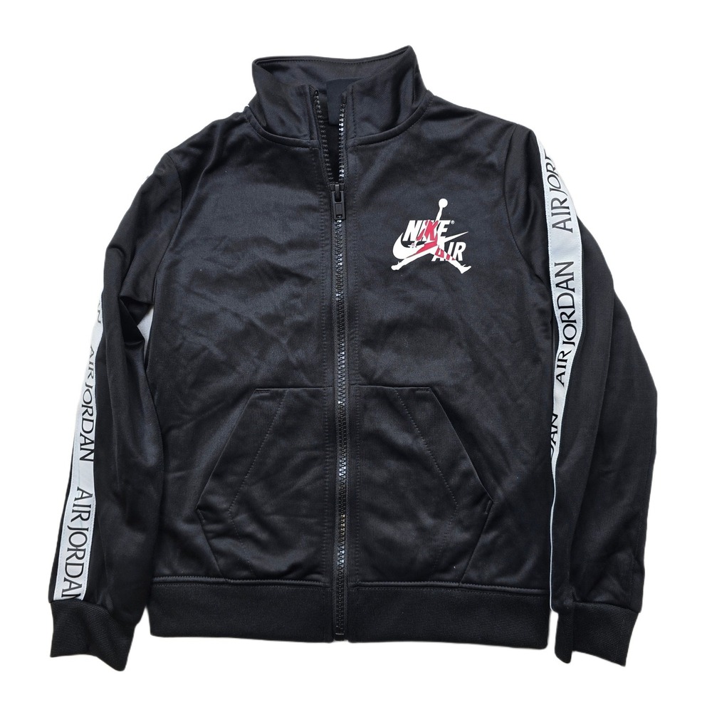 Nike Jordan Track Jacket Kids Size 4T Black Red White‎ Logo Zip Up
